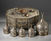 A LARGE MAMLUK REVIVAL SILVER INLAID BRASS DOMED INCENSE BURNER, EARLY 20TH CENTURY