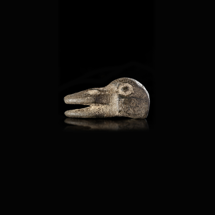 A GREEK BRONZE WEIGHT IN THE FORM OF A DUCK'S HEAD, 6TH-5TH CENTURY BC