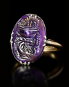 AN ANTIQUE RING WITH A ROMAN AMETHYST INTAGLIO, 1ST CENTURY AD, 18TH CENTURY RING