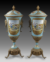A PAIR OF LARGE  SEVRE STYLE ELEPHANT HEAD VASES, 20TH CENTURY