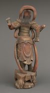 A JAPANESE LIFE-SIZE NIO WOODEN STATUE, 1868-1912 (MEIJI PERIOD)