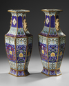 A PAIR OF CHINESE HEXAGONAL ENAMEL CLOISONNÉ VASES, 19TH-20TH CENTURY