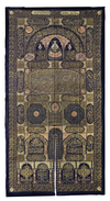 AN IMPORTANT OTTOMAN METAL-THREAD EMBROIDERED CURTAIN MADE FOR THE DOOR OF THE KABAA (BURQA'), PERIOD OF SULTAN ABDUL-HAMID II, DATED 1304 AH/ 1886 AD