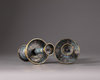 A pair of Chinese cloisonné candle-stands