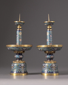 A pair of Chinese cloisonné candle-stands