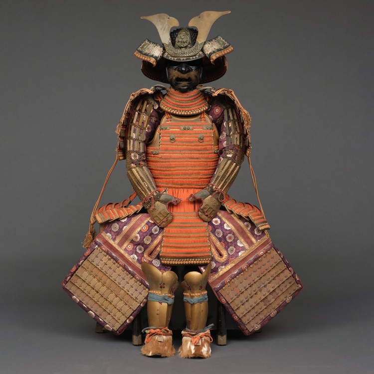 A JAPANESE GOLD LACQUER METAL SUIT-OF-ARMOUR (Ô’YOROI), SECOND HALF 18TH CENTURY (EDO PERIOD)