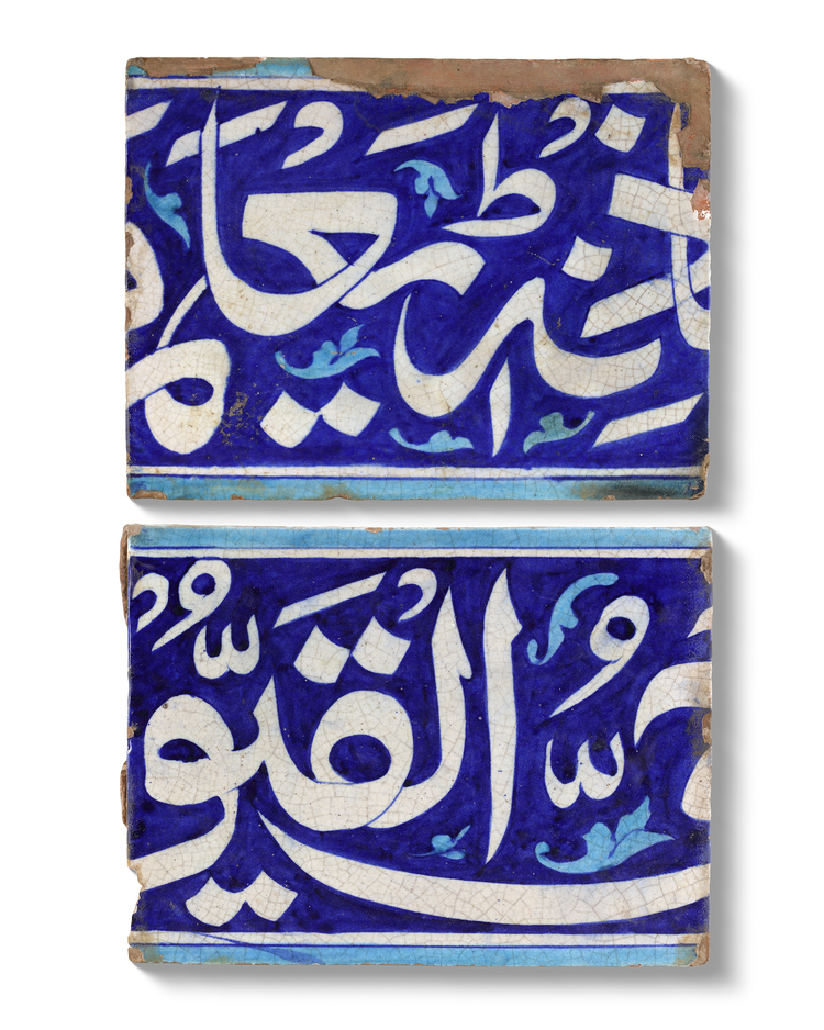 TWO MULTAN CALLIGRAPHIC POTTERY TILES, NORTH INDIA, 18TH CENTURY