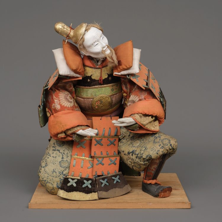 A LARGE  JAPANESE HAND-CRAFTED WARRIOR DOLL, 18TH CENTURY