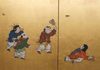 A JAPANESE  6-PANEL BYÔBU WITH PLAYING CHILDREN, SECOND HALF 19TH CENTURY (EARLY MEIJI PERIOD)