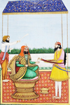 MAHARAJA SHER SINGH RECEIVES A SWORD FROM RAJA DHIAN SINGH. DELHI SCHOOL, CIRCA 19TH CENTURY