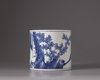 A CHINESE BLUE AND WHITE BRUSH POT, QING DYNASTY 1644-1911