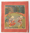 KRISHNA AND RADHA PLAYING HOLI INDIA, BUNDI, CIRCA 1820-1830