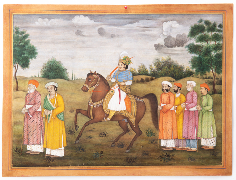 NAWAB WAJID ALI SHAH OF OUDH WITH HIS RETINUE COMPANY SCHOOL, LUCKNOW, CIRCA 19TH CENTURY