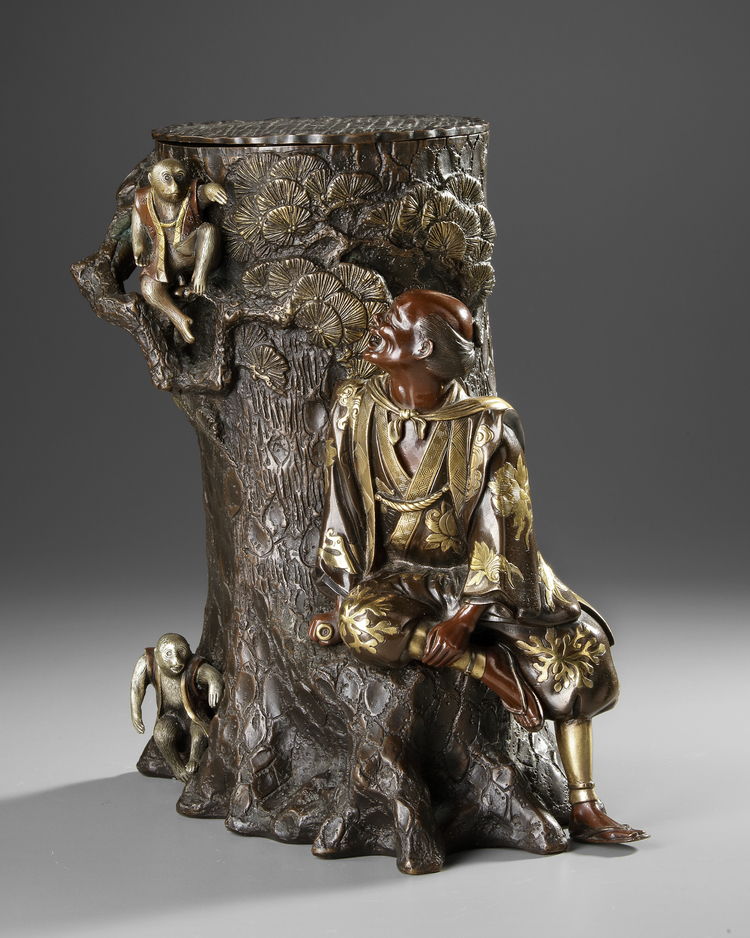 A LARGE JAPANESE BRONZE AND GILT FIGURAL SCULPTURE, MEIJI PERIOD (1868-1912)