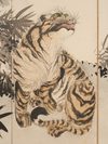 A PAIR OF LARGE SIX-PANEL JAPANESE SCREENS, DRAGON & TIGER, 1919