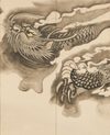 A PAIR OF LARGE SIX-PANEL JAPANESE SCREENS, DRAGON & TIGER, 1919