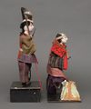TWO  JAPANESE ANTIQUE TAKEDA DOLLS, 19TH CENTURY
