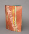 A JAPANESE RED STONEWARE VASE BY KUMAMOTO KIICHI, SHOEA PERIOD (1926-1989)