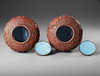 TWO CARVED CINNABAR LACQUER STEM-BOWLS AND COVERS, 19TH-20TH CENTURY