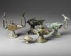 SIX PERSIAN BRONZE OIL LAMPS, SELJUK 12TH-13TH CENTURY AND LATER