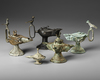 SIX PERSIAN BRONZE OIL LAMPS, SELJUK 12TH-13TH CENTURY AND LATER