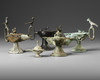 SIX PERSIAN BRONZE OIL LAMPS, SELJUK 12TH-13TH CENTURY AND LATER