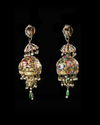 A PAIR OF QAJAR GOLD AND ENAMELLED PENDANT EARRINGS, PERSIA, 19TH CENTURY