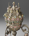 A FINE OTTOMAN PARCEL-GILT ENAMELLED SILVER FILIGREE CENSER, 18TH CENTURY