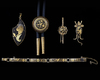 A GROUP OF FIVE TOLEDO DAMASCENED WARE ITEMS,  SPAIN, 20TH CENTURY
