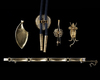 A GROUP OF FIVE TOLEDO DAMASCENED WARE ITEMS,  SPAIN, 20TH CENTURY