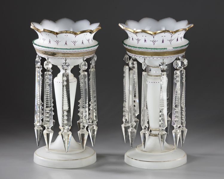 A PAIR OF PINEAPPLE CUPS IN WHITE OPALINE, NAPOLEON III PERIOD, LATE 19TH CENTURY