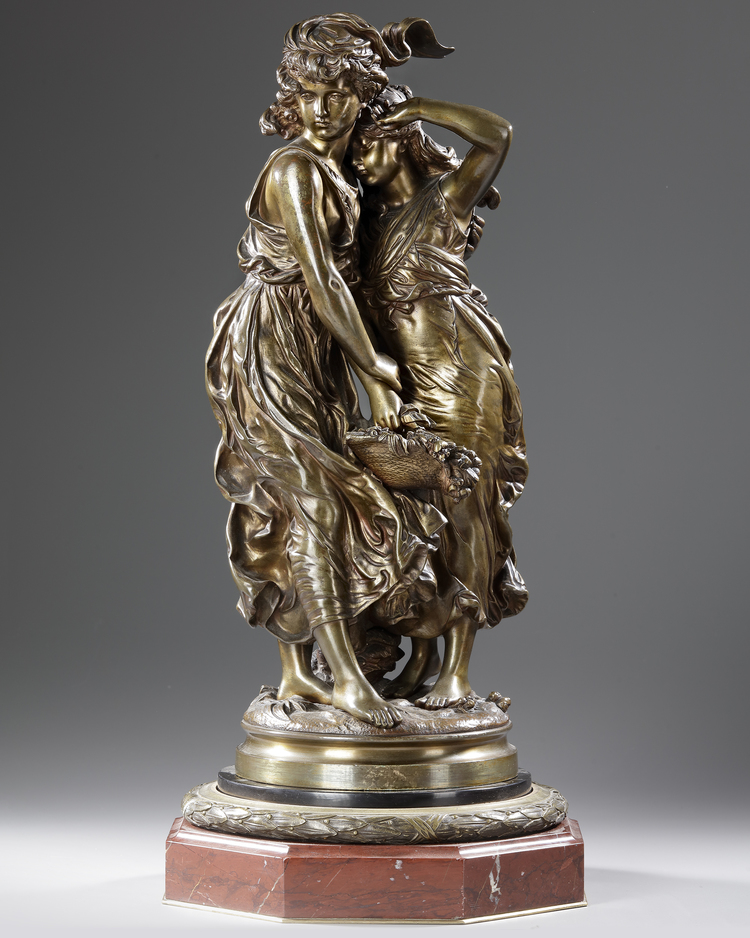 A BROWN PATINA BRONZE SCULPTURE, SIGNED MORREAU, NAPOLEON III PERIOD, LATE 19TH CENTURY