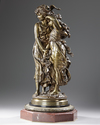 A BROWN PATINA BRONZE SCULPTURE, SIGNED MORREAU, NAPOLEON III PERIOD, LATE 19TH CENTURY