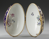 AN EGG SHAPED LIMOGES PORCELAIN JEWELRY BOX, SIGNED, LATE 19TH CENTURY