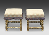 A PAIR OF FRENCH CARVED AND GILDED WOODEN POOFS, LOUIS XIII STYLE, LATE 19TH CENTURY