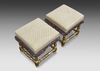 A PAIR OF FRENCH CARVED AND GILDED WOODEN POOFS, LOUIS XIII STYLE, LATE 19TH CENTURY