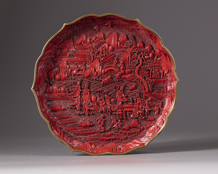 A Chinese lacquer dish