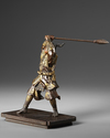 A BRONZE JAPANESE STATUE OF A SAMURAI,  MEIJI PERIOD (1868-1912)