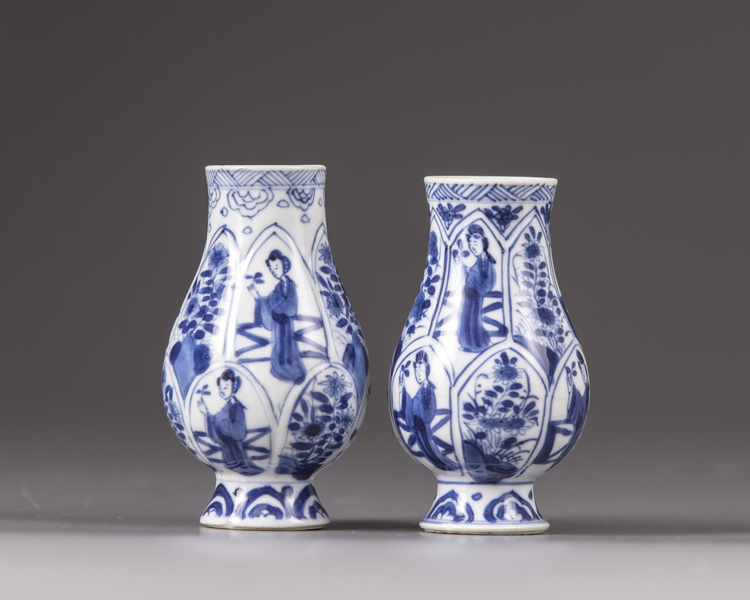 Two small blue and white Kangxi vases