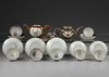 A COLLECTION OF 19 CHINESE FAMILLE ROSE CAFE AU LAIT GROUND ' BATAVIA' WARES, 18TH CENTURY