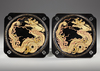 A JAPANESE PAIR OF LACQUERED TRAYS WITH DRAGON DESIGN, MEIJI PERIOD (1868-1912)