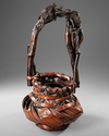 A JAPANESE IKEBANA BAMBOO FLOWER BASKET, TAISHO PERIOD (1912-1926)