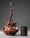 A JAPANESE IKEBANA BAMBOO FLOWER BASKET, TAISHO PERIOD (1912-1926)
