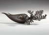 A DARK BRONZE OKIMONO SHOWING A LARGE MOUSE ON A DAIKON RADISH, EARLY 20TH CENTURY
