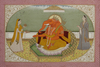 A PAINTING OF GANESHA WITH RIDDHI AND SIDDHI INDIA, PUNJAB HILLS, KANGRA, CIRCA 1840