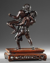 A JAPANESE BRONZE OKIMONO OF TWO SUMO WRESTLERS, MEIJI PERIOD (1868-1912)