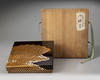 A JAPANESE SUZURIBAKO WRITING BOX, DECORATED WITH FOLDING FANS, MEIJI PERIOD (1868-1912)