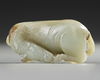 A CHINESE GRAYISH JADE CARVING OF A HORSE, 19TH CENTURY