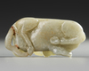 A CHINESE GRAYISH JADE CARVING OF A HORSE, 19TH CENTURY