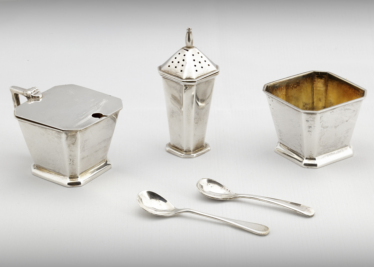 AN ENGLISH SILVER SALT AND PEPPER SET